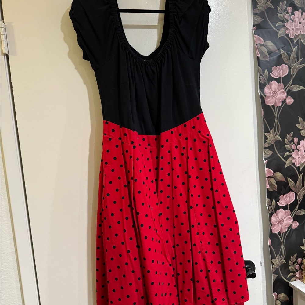 City Chic Black and Red Puff Sleeve Midi Dress